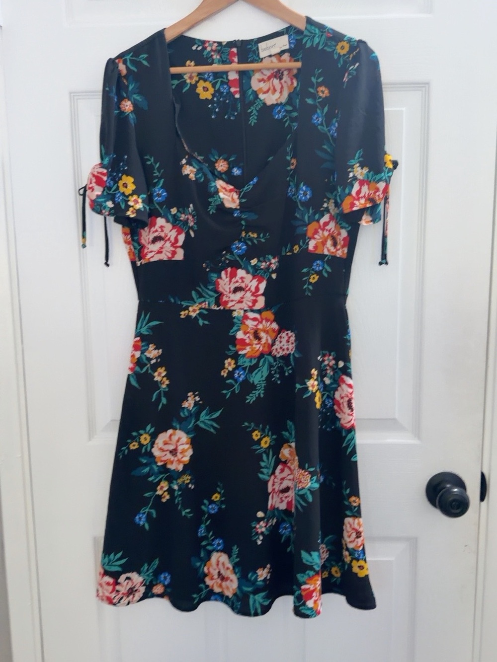 BeBop Black Floral V-Neck Mini Dress